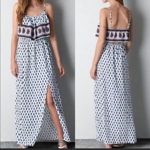 American Eagle Ruffled Boho Print Maxi Dress